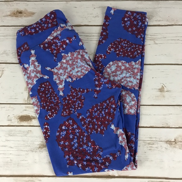 28 LuLaRoe Americana Red & Blue Leggings - Picture 5 of 5